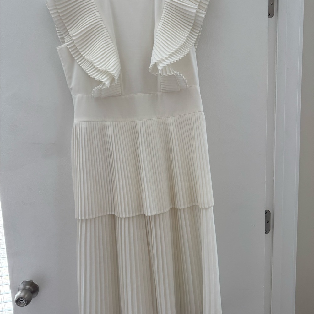Emily McCarthy Elegant White Pleated Dress- Never Worn
